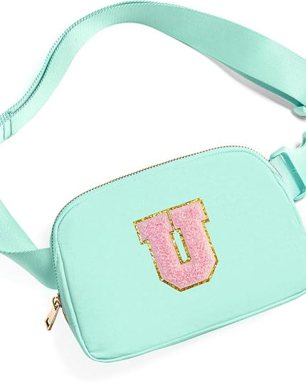 Gitus Belt Bag Fanny Pack Crossbody Bags with Initial Letter Patch Cute Stuff Birthday Gifts for Teenager Girls Trendy Preppy Stuff for Teen Girls Cool Stuff for Teens (Mint Green-U)