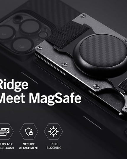 Ridge Wallets for Men Compatible with Magsafe - Slim Minimalist Compact Wallet and Card Holder, RFID Protected Front Pocket Wallets for Men with Integrated Cash Strap (Gunmetal)