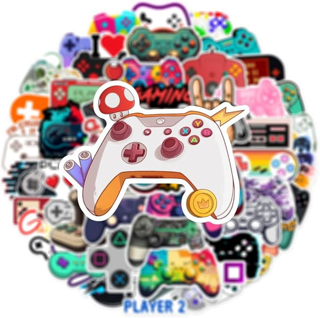 50 PCS Video Game Stickers Bulk Pack - Waterproof Vinyl Decals for Water Bottles, Laptops, Tech Devices & Skateboards | Aesthetic Gaming Sticker for Teens, Adults | Cool Gamer Gift Party Supplies
