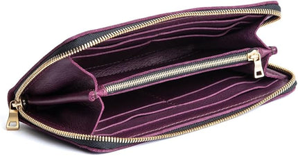 Portland Leather Goods Women's Accordion Zip Wallet – Handcrafted in Durable, Full-Grain Leather – 8 Card Slots & Secure Zippered Pocket – Plum