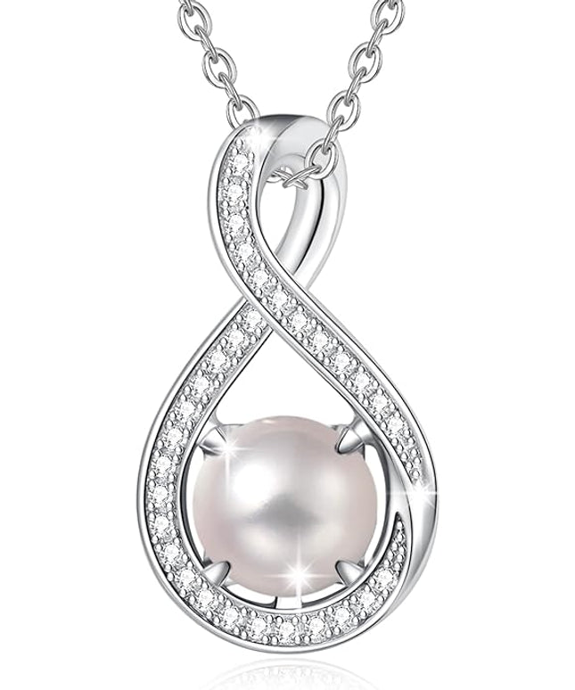 FANCIME Birthstone Necklaces for Women Fine Jewelry Sterling Silver Infinity Pendant Anniversary Birthday Gifts for Her Women Wife Mom Lady Daughter, Chain 16"+2" Extend