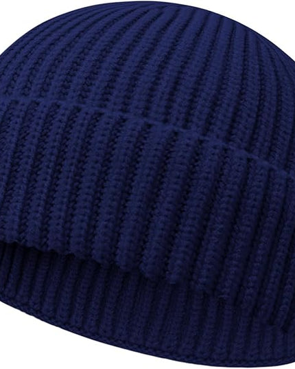 Wool Fisherman Beanies for Men Women Short Cuff Knit Beanie Winter Warm Hats Trawler Hat Stylish Watch Cap