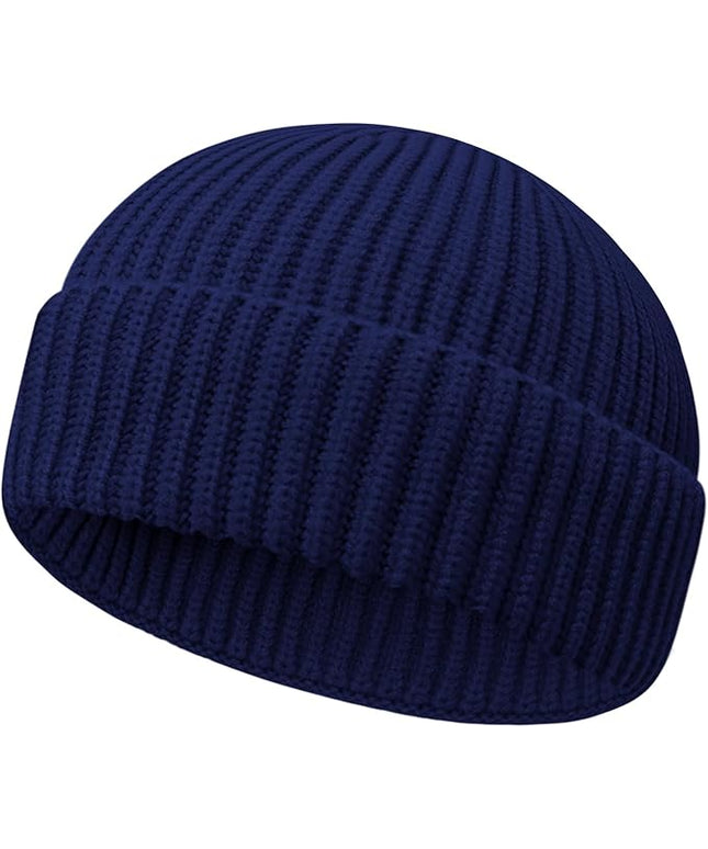 Wool Fisherman Beanies for Men Women Short Cuff Knit Beanie Winter Warm Hats Trawler Hat Stylish Watch Cap