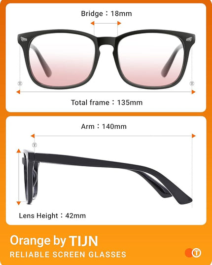 TIJN Blue Light Blocking Glasses for Women Men Clear Frame Square Nerd Eyeglasses Anti Blue Ray Computer Screen Glasses