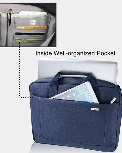Voova Laptop Bag Case 17 17.3 Inch Computer Sleeve Messenger Bag with Shoulder Strap Expandable Waterproof Large Capacity Business Briefcase for Work Travel Fit 17-18” Laptop, Men Women, Blue