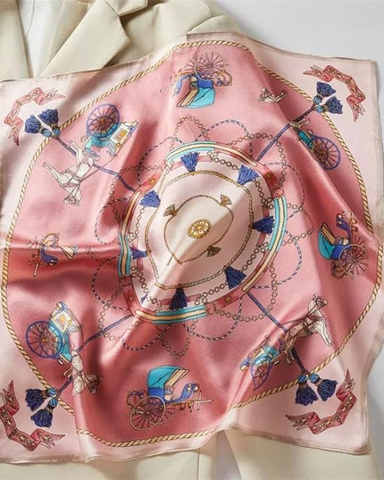 ANDANTINO 100% Pure Mulberry Silk Small Square Scarves -21'' x 21''- Digital Printed Neckerchief –Women Men Lightweight Scarf