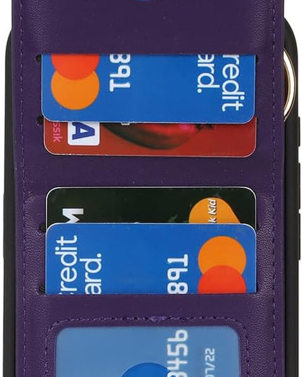 for iPhone 15 Pro Wallet Case with Card Holder, for iPhone 15 Pro Case Wallet with Strap Credit Card Slot, Crossbody Bag with Zipper Case for iPhone15 Pro - Purple