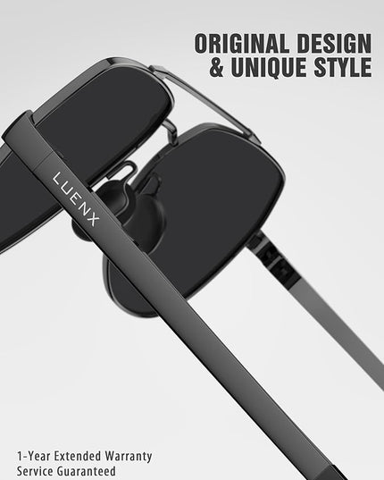LUENX Aviator Sunglasses for Men Women Polarized New Shades Large Metal Frame - UV 400 Protection