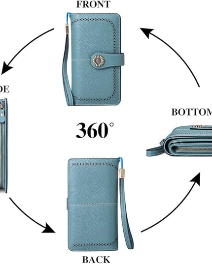 SENDEFN Wallets for Women Leather Credit Card Holder with RFID Blocking Large Capacity Wristlet | with RFID Blocking, Large Capacity, Wristlet, with RFID Blocking, Large Capacity, Wristlet