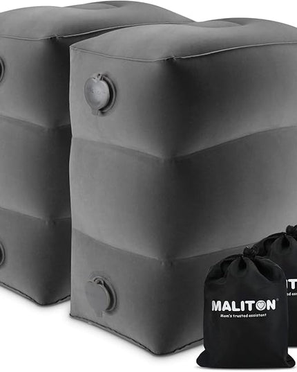 Maliton Inflatable Foot Rest Pillow for Air Travel, Toddler Airplane Travel Essentials, Car Seat Foot Rest for Kids, Adjustable Height Leg Rest Pillow for Airplane, Home, Office(Dark Grey, 2 Pack)