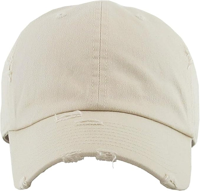 KBETHOS Vintage Washed Distressed Cotton Dad Hat Baseball Cap Adjustable Polo Trucker Unisex Style Headwear