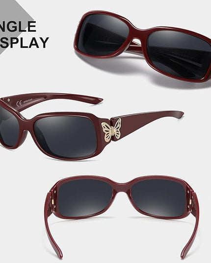 HAOLOTA Women's Polarized Sunglasses - Fashionable Wraparound Butterfly Design with UV400 Protection