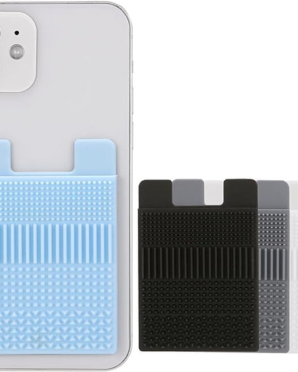 Textured Phone Wallet Stick On, 5 Pack Sensory Card Holder for Back of Phone Case, Stress Relief for Anxiety Autism ADHD, Silicone Adhesive Pocket for Cards Cash, Fidget Toys for Work, School, Travel