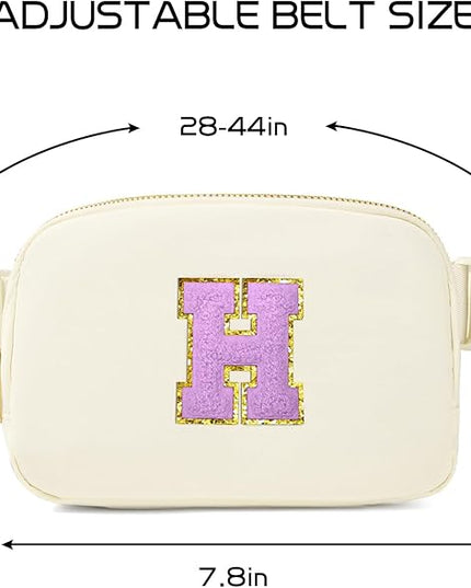 Gitus Gifts for 8 9 10 11 12 Year Old Girls Belt Bag Fanny Pack Crossbody Bags with Initial Letter Patch Cute Stuff Birthday Gifts for Teen Girls Women Personalized Trend Stuff (Ivory-H)