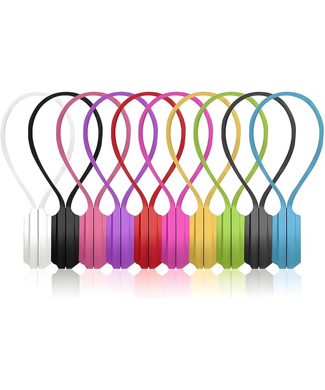 10 Pcs Reusable Magnetic Cord Organizers, Silicone Magnetic Cable Ties with Strong Magnets for Cable Bundling & Holding Bookmarks - Cord Ties for Electronics - Suitable for Office, Home, School