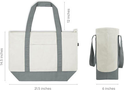 Eco Right Canvas Tote Bag for Women with Zip & Inner Pocket, 100% Organic Cotton Tote Bags for Men, Shopping, Beach