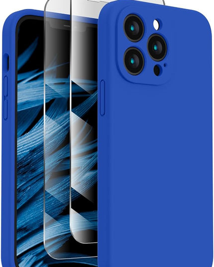 FireNova Designed for iPhone 13 Pro Case, Silicone Upgraded [Camera Protection] Phone Case with [2 Screen Protectors], Soft Anti-Scratch Microfiber Lining Inside, 6.1 inch, Klein Blue