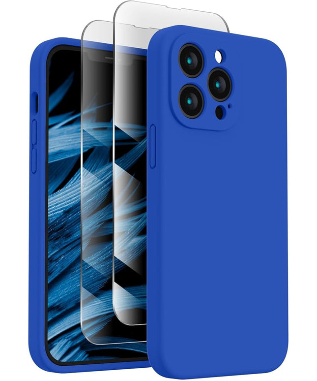 FireNova Designed for iPhone 13 Pro Case, Silicone Upgraded [Camera Protection] Phone Case with [2 Screen Protectors], Soft Anti-Scratch Microfiber Lining Inside, 6.1 inch, Klein Blue