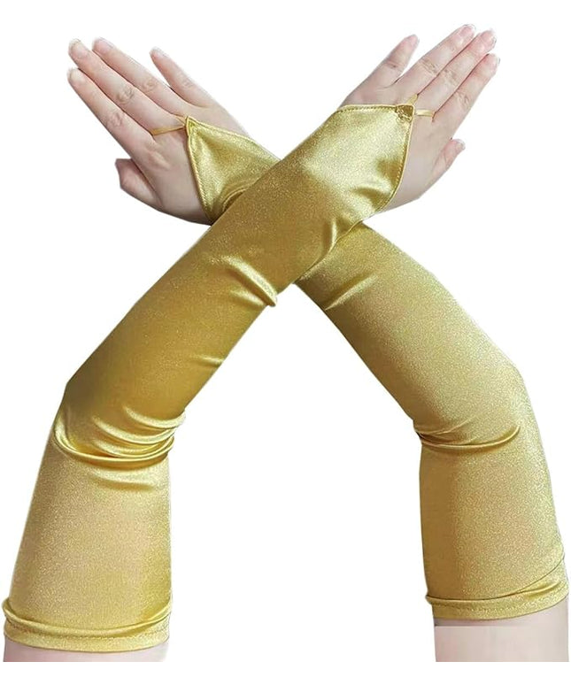 Fingerless Long Glove 1920s Satin Stretchy Elbow Length Opera Party Gloves
