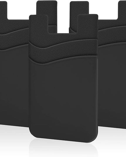 SHANSHUI Phone Wallet, 3 Pack Credit Card Holder for Black of Phone Wallet Stick On 2 Slots Pocket for Almost Smartphones
