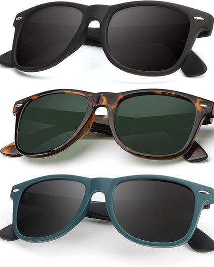 KALIYADI Polarized Sunglasses for Men and Women Matte Finish Sun glasses Color Mirror Lens UV Blocking (3 Pack)