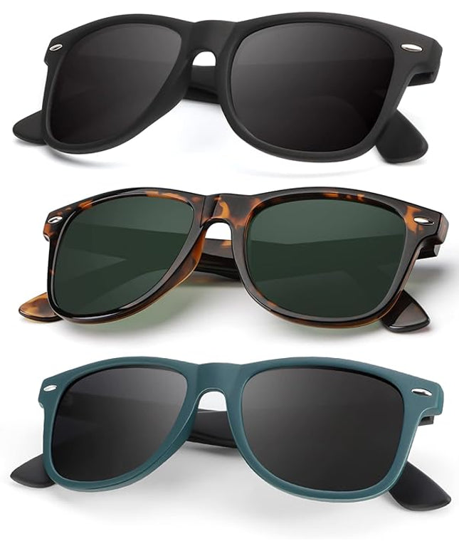 KALIYADI Polarized Sunglasses for Men and Women Matte Finish Sun glasses Color Mirror Lens UV Blocking (3 Pack)