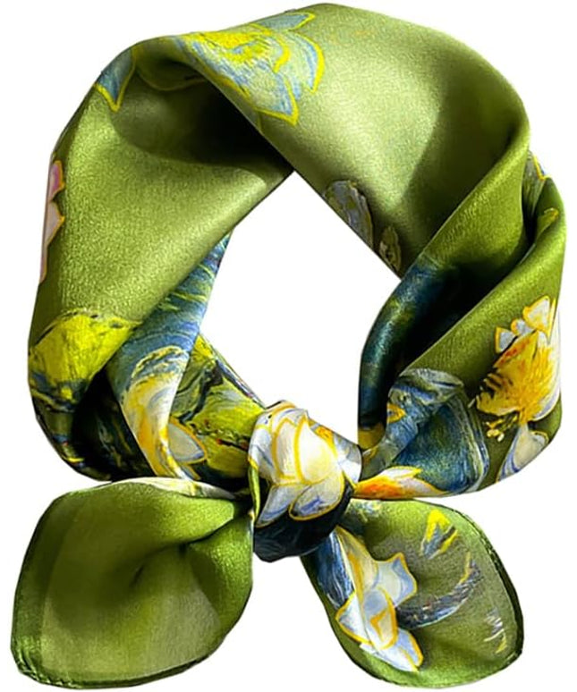 ANDANTINO 100% Mulberry Silk Scarf -21” Lightweight Square Neckerchief – Breathable Digital Printed Scarves with Gift Packed