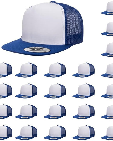 Yupoong 5-Panel YP Classic Trucker Cap | High Profile Flat Visor Snapback | OSFM | Bulk Packs Available
