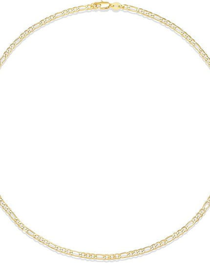 Amazon Essentials 14k Gold or Sterling Silver Plated Figaro Chain Necklace
