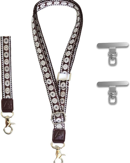 LEMEDE Wrist Keychain and Adjustable Phone Lanyard, Silver Hook Phone Crossbody Strap with 360° Rotating Phone Pads
