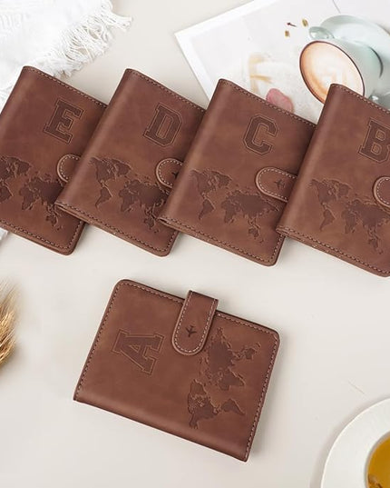 Passport Holder Wallet Cover Personalized Letter A-Z Travel Wallet RFID Blocking Passport Cover Wallet Case for Travel Passport Book Holders for Women and Men, Brown-D