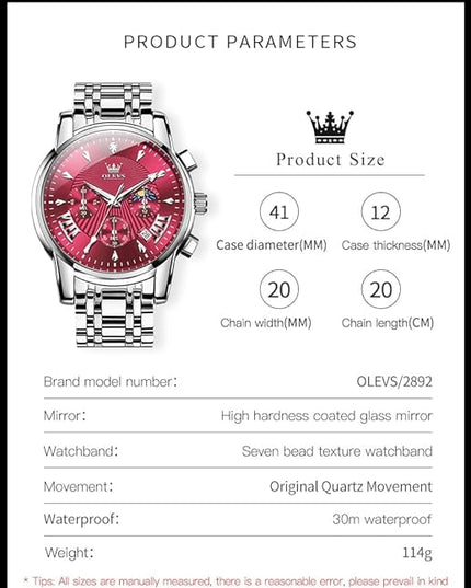 OLEVS Men's Luxury Watch Waterproof Luminous Easy Read Chronograph Watches Full Gold/White Dail/Black Face with Calendar Wristwatch