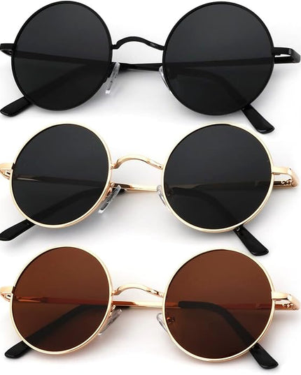 KALIYADI Round Polarized Sunglasses for Men Women Retro Metal Hippie Circle Style Sun Glasses UV Protection