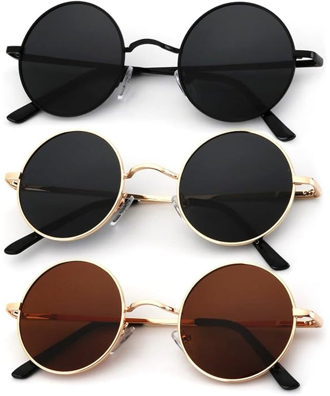 KALIYADI Round Polarized Sunglasses for Men Women Retro Metal Hippie Circle Style Sun Glasses UV Protection