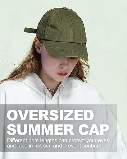 Zylioo XL XXL Oversize Baseball Cap, 100% Cotton Adjustable Dad Hat for Big Heads 23.5"-25.5", Soft Crown Large Size Cap