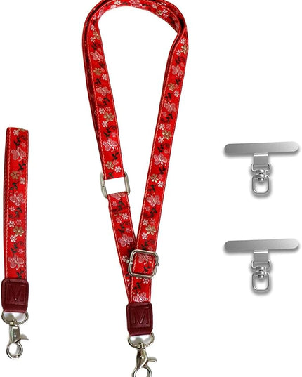 LEMEDE Wrist Keychain and Adjustable Phone Lanyard, Silver Hook Phone Crossbody Strap with 360° Rotating Phone Pads