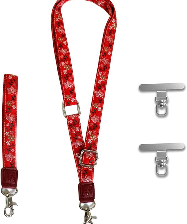 LEMEDE Wrist Keychain and Adjustable Phone Lanyard, Silver Hook Phone Crossbody Strap with 360° Rotating Phone Pads