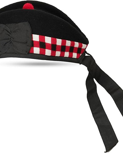 Glengarry HAT Pure Wool Cap with POM POM Soft Cotton Lining Comfortable FIT Kilt Accessories – Military Cap Highland WEAR