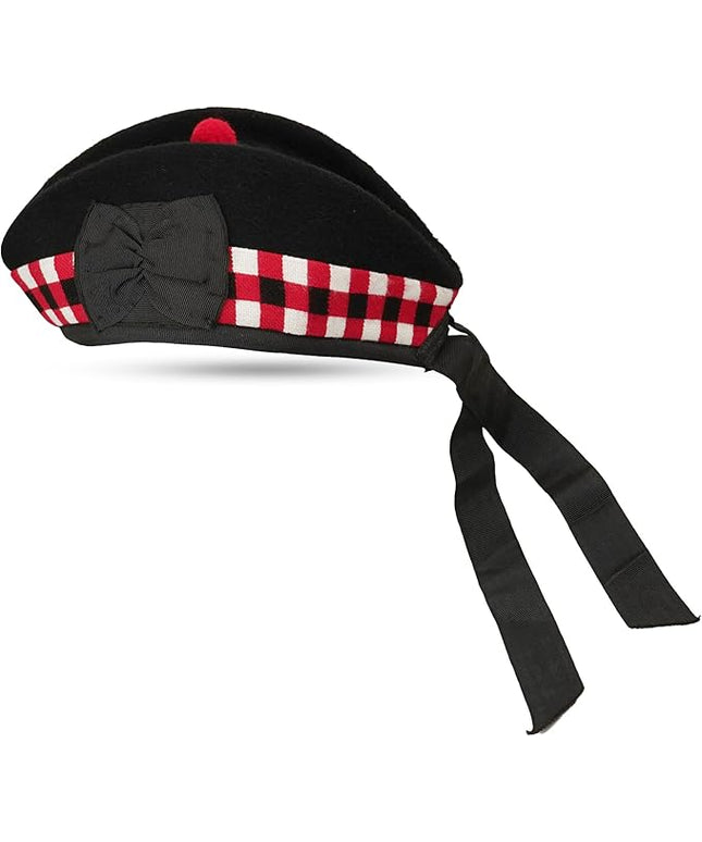 Glengarry HAT Pure Wool Cap with POM POM Soft Cotton Lining Comfortable FIT Kilt Accessories – Military Cap Highland WEAR