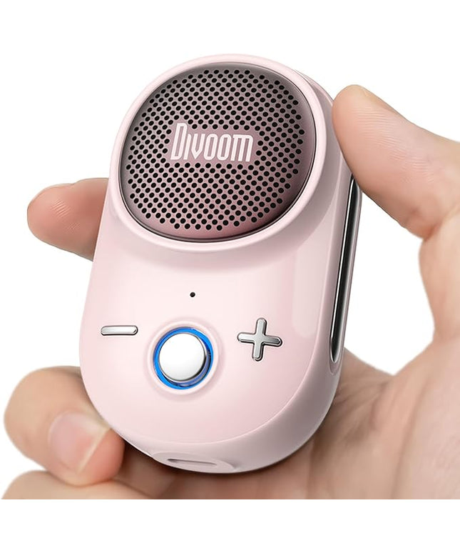 Divoom Itour-S Wearable Bluetooth Speaker, IP67 Waterproof Dustproof, Portable Small Clip-On Bluetooth Speaker, 10H Playtime, for Kitchen, Work, Travel, Biking, Golf, Pool (Pink)