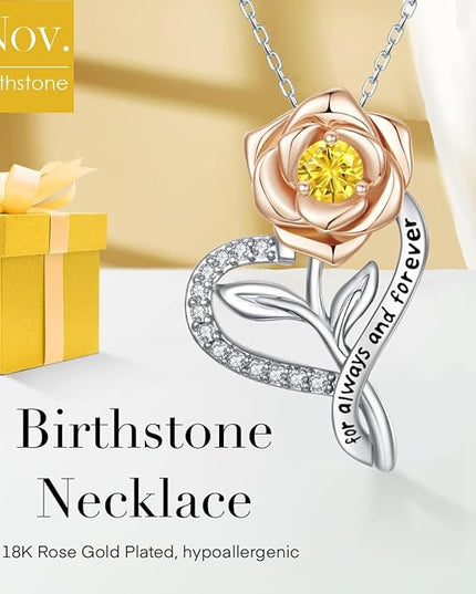 LAVALE Heart Birthstone Necklace for Women, Ideal Anniversary Birthday Gifts for Women Wife Girlfriend Her, Amazing Valentine's day Gift for Mom Women