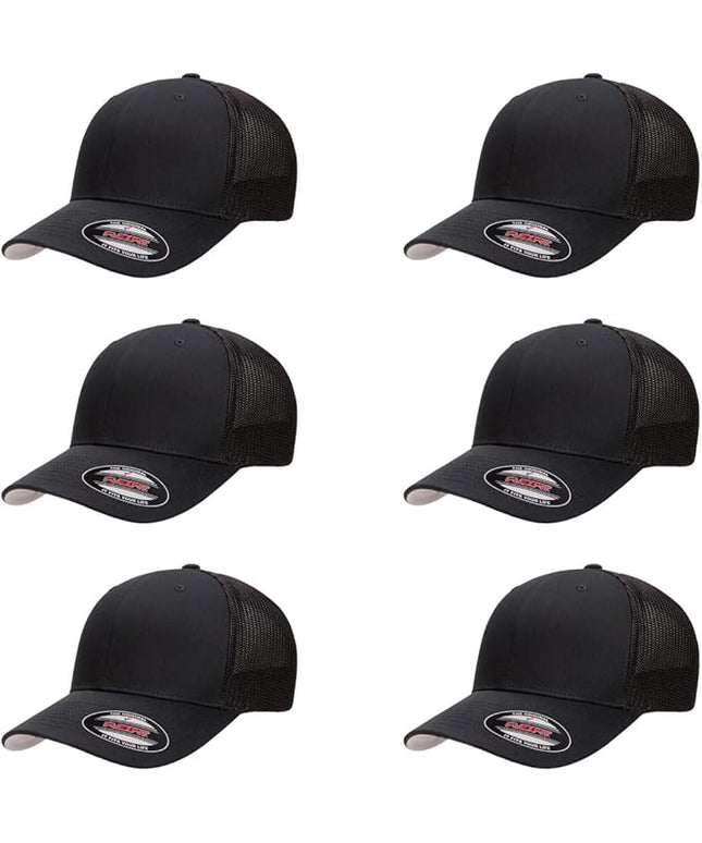 Flexfit 6511 Fitted Mid-Profile Stretchable Mesh Panels Trucker Cap | Bulk Pack Available