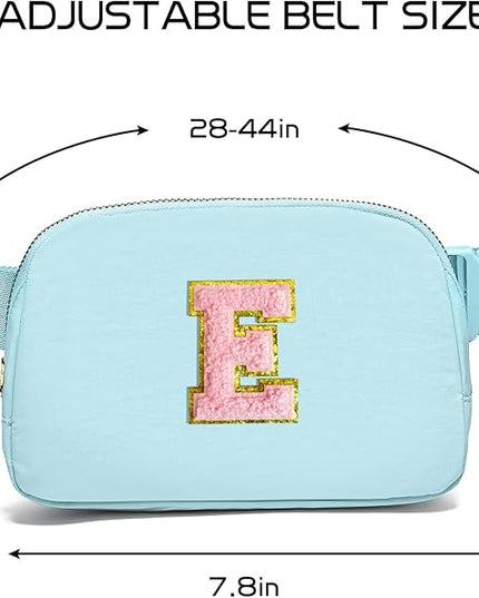 Gitus Gifts for 7 8 9 10 11 Year Old Girls Belt Bag Fanny Pack Crossbody Bags with Initial Letter Patch Birthday Gifts for Daughter Sister Friends Teen girls (Icing Blue-E)