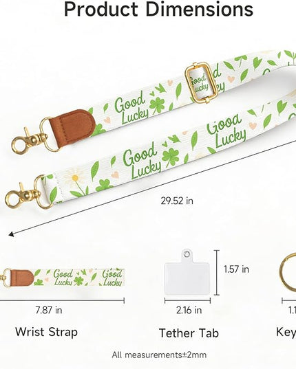 Cell Phone Lanyard Crossbody Wrist Strap, Adjustable Good Lucky Phone Lanyard Wrist for Phones, Keychain, Wallet and ID Card – Universal Set