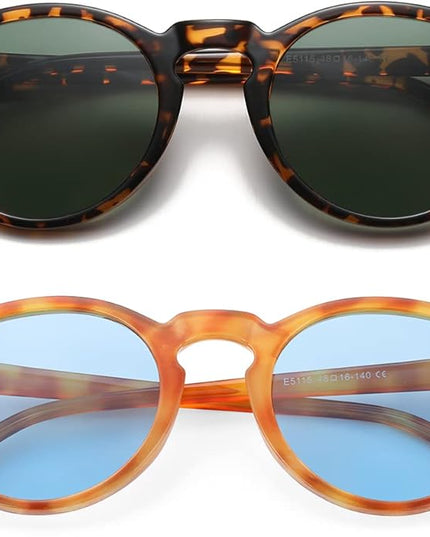 Gleyemor Vintage Polarized Sunglasses for Men Round Sunglasses UV400 Protection Retro Hand-crafted Acetate Frame
