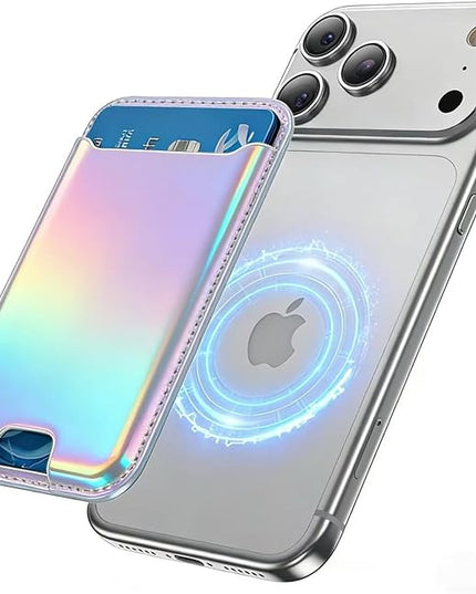 TWZKG for MagSafe Wallet, 3 Card Holder, Slim Magnetic Phone Wallet for iPhone 17/16/15/14/13/12 Pro Max Plus Air Series,RFID Blocking Vegan Leather,Rainbow