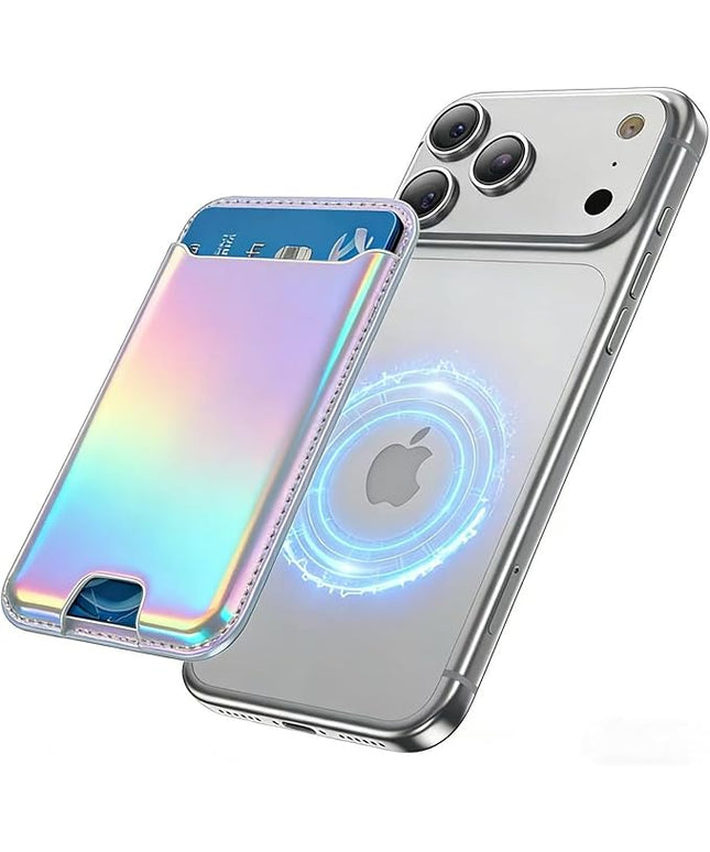 TWZKG for MagSafe Wallet, 3 Card Holder, Slim Magnetic Phone Wallet for iPhone 17/16/15/14/13/12 Pro Max Plus Air Series,RFID Blocking Vegan Leather,Rainbow