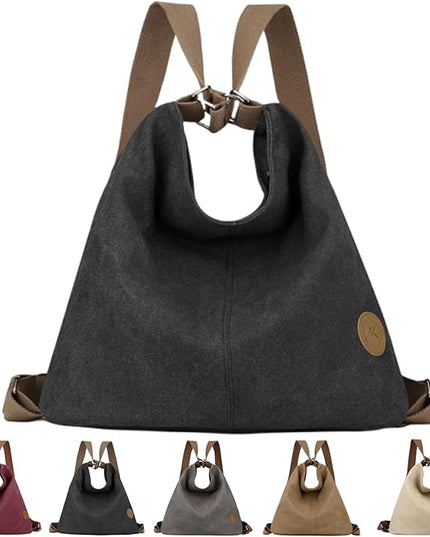 Multi Ways Convertible Canvas Shoulder Bag Tote Purse Backpack Crossbody Bags for Women Trendy Vintage Small Travel