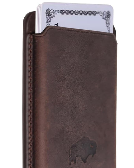 BLACKBROOK Leather Wallet for MagSafe, Duke Slim Full Grain Leather Card Holder, Holds up to 3 Cards, RFID Protection & Easy Access