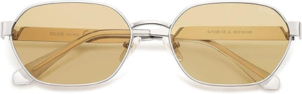 SOJOS Trendy Polarized Hexagon Sunglasses for Women Men, UV400 Retro Rectangle Shades SJ1238